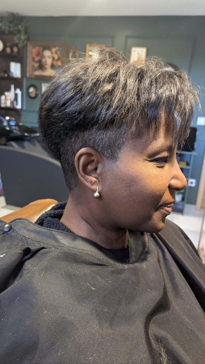 Après : coupe femme réalisée au salon